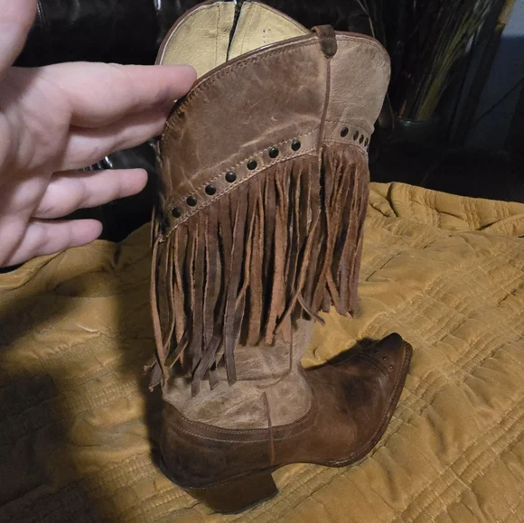 Tony Lama Fringe Cowboy Boots 9.5 - Picture 10 of 16